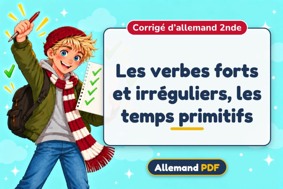 Les verbes forts et irréguliers, les temps primitifs : corrigé d’allemand 2nde, illustration Allemand PDF