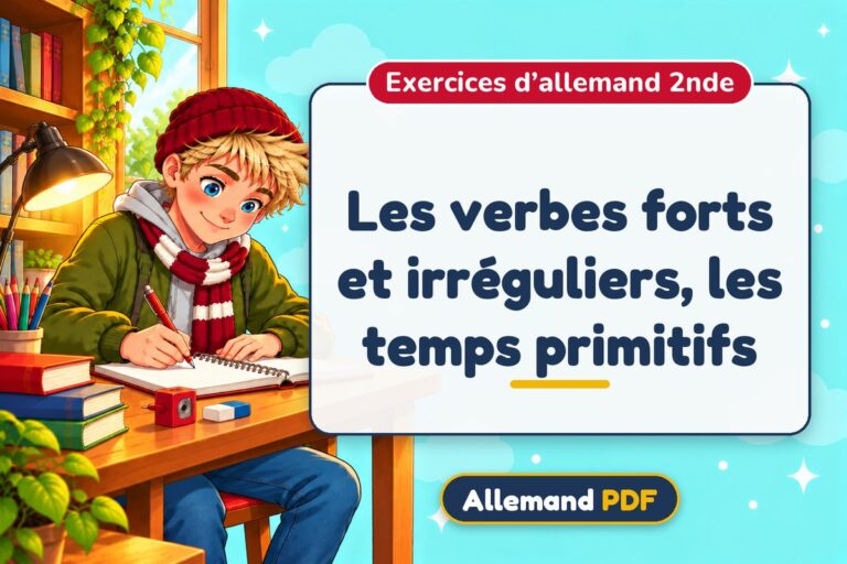 Les verbes forts et irréguliers, les temps primitifs : exercices d’allemand 2nde, illustration Allemand PDF