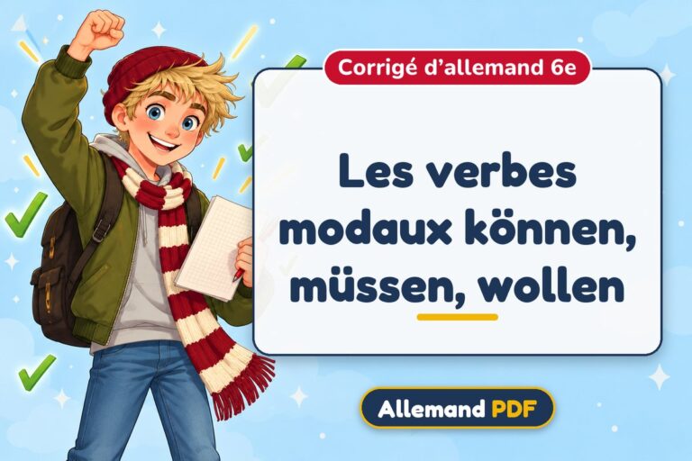 Les verbes modaux können, müssen, wollen : corrigé d’allemand 6e, illustration Allemand PDF