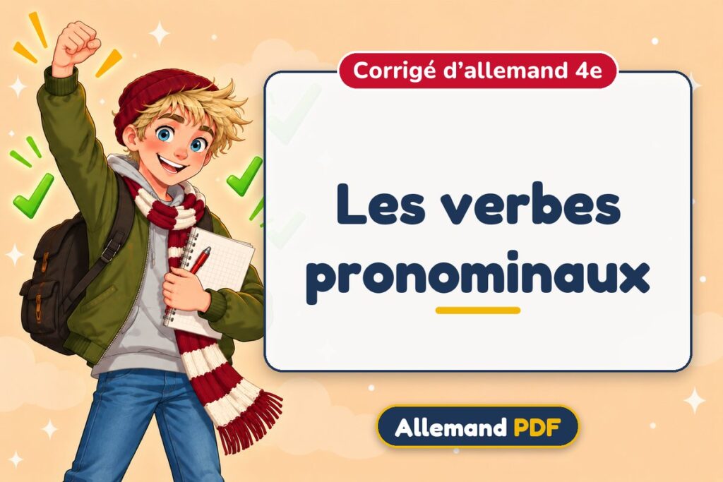 Les verbes pronominaux : corrigé d’allemand 4e, illustration Allemand PDF