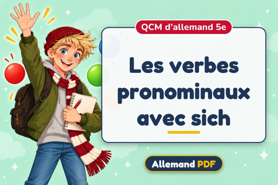Les verbes pronominaux avec sich : QCM d’allemand 5e, illustration Allemand PDF