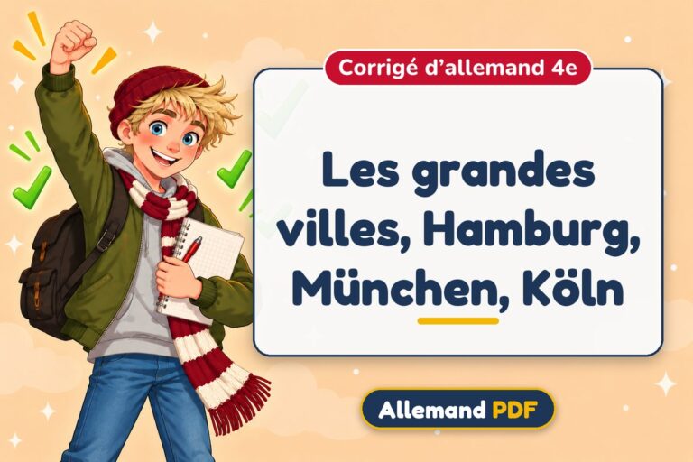Les grandes villes, Hamburg, München, Köln : corrigé d’allemand 4e, illustration Allemand PDF