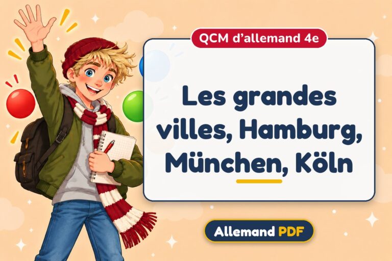 Les grandes villes, Hamburg, München, Köln : QCM d’allemand 4e, illustration Allemand PDF