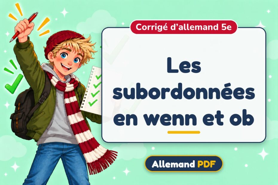 Les subordonnées en wenn et ob : corrigé d’allemand 5e, illustration Allemand PDF