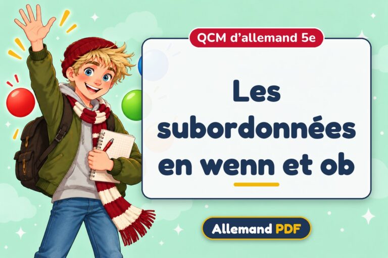 Les subordonnées en wenn et ob : QCM d’allemand 5e, illustration Allemand PDF