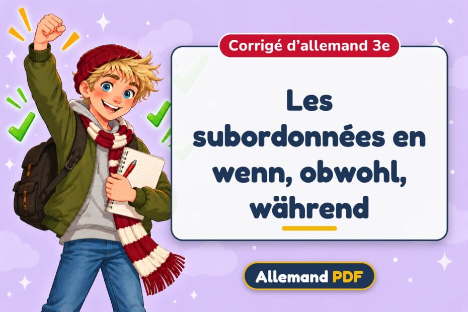 Les subordonnées en wenn, obwohl, während : corrigé d’allemand 3e, illustration Allemand PDF