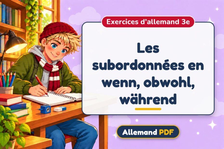 Les subordonnées en wenn, obwohl, während : exercices d’allemand 3e, illustration Allemand PDF