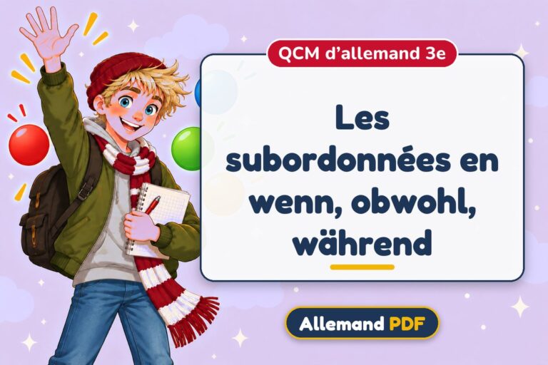 Les subordonnées en wenn, obwohl, während : QCM d’allemand 3e, illustration Allemand PDF