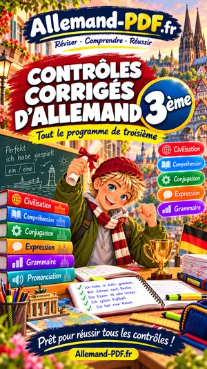 Jaquette du livre : Contrôles corrigés d’allemand 3ème