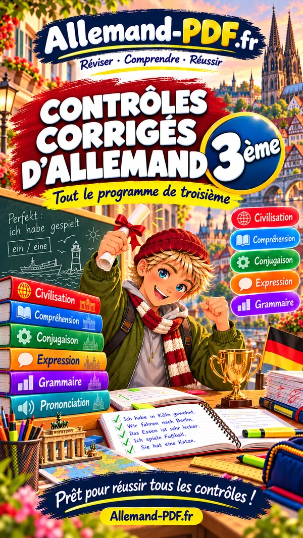 Jaquette du livre : Contrôles corrigés d’allemand 3ème