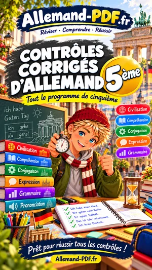 Jaquette du livre : Contrôles corrigés d’allemand 5ème