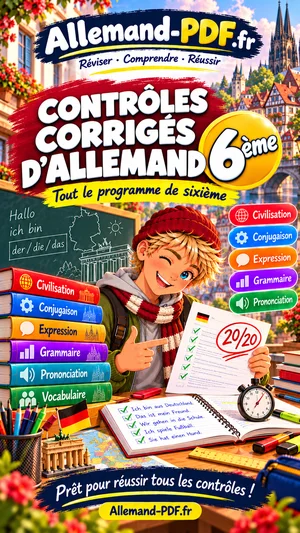 Jaquette du livre : Contrôles corrigés d’allemand 6ème