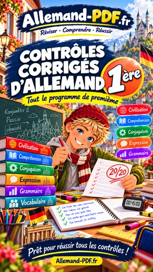 Jaquette du livre : Contrôles corrigés d’allemand 1ère