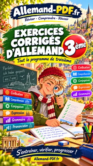 Jaquette du livre : Exercices corrigés d’allemand 3ème