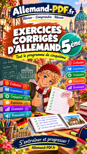 Jaquette du livre : Exercices corrigés d’allemand 5ème