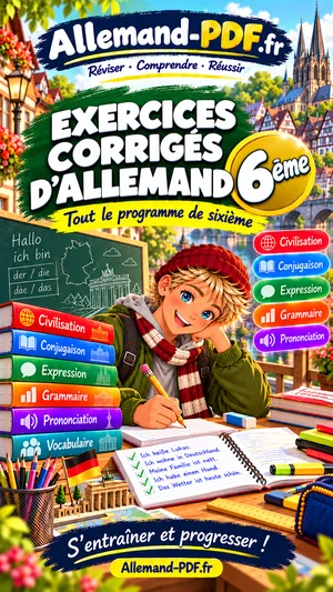 Jaquette du livre : Exercices corrigés d’allemand 6ème