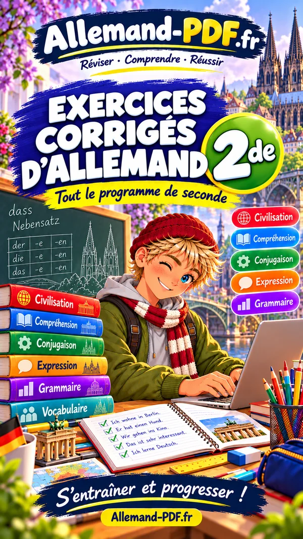 Jaquette du livre : Exercices corrigés d’allemand 2de