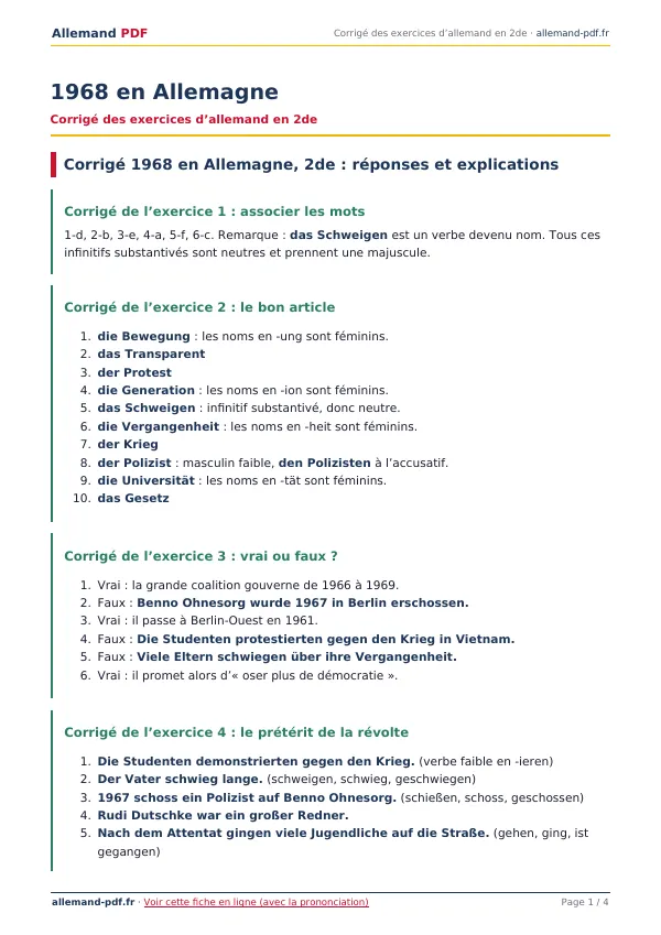 Corrigé « 1968 en Allemagne » en PDF