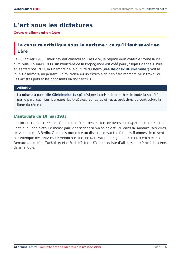 Cours « L’art sous les dictatures » en PDF