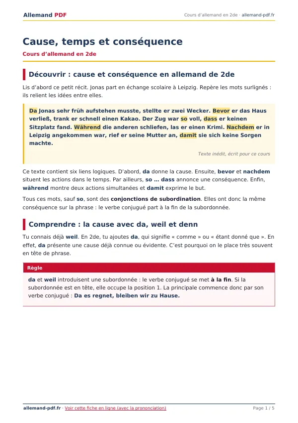 Cours « Cause, temps et conséquence » en PDF