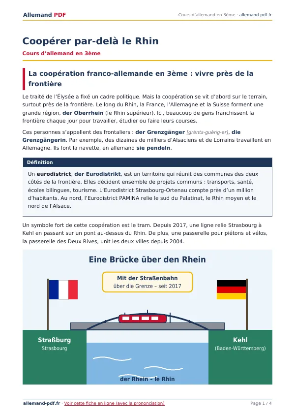 Cours « Coopérer par-delà le Rhin » en PDF