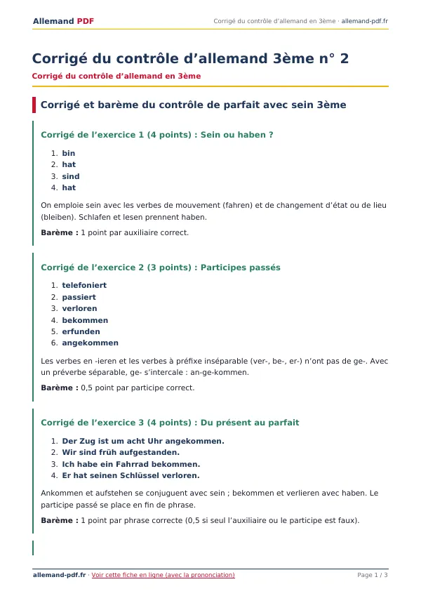 Corrigé du contrôle « Corrigé du contrôle d’allemand 3ème n° 2 » en PDF