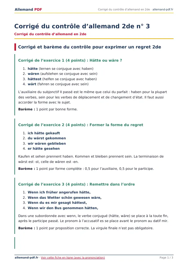 Corrigé du contrôle « Corrigé du contrôle d’allemand 2de n° 3 » en PDF