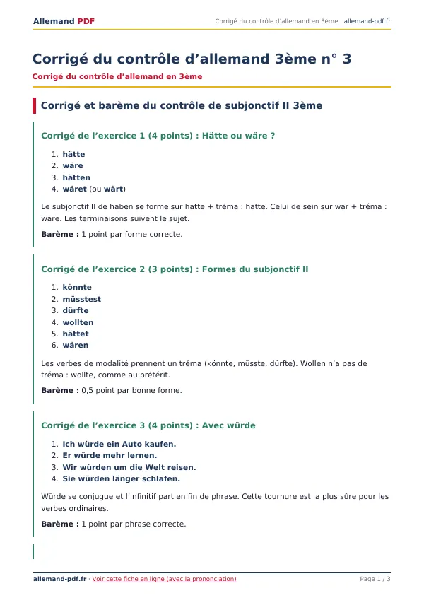 Corrigé du contrôle « Corrigé du contrôle d’allemand 3ème n° 3 » en PDF