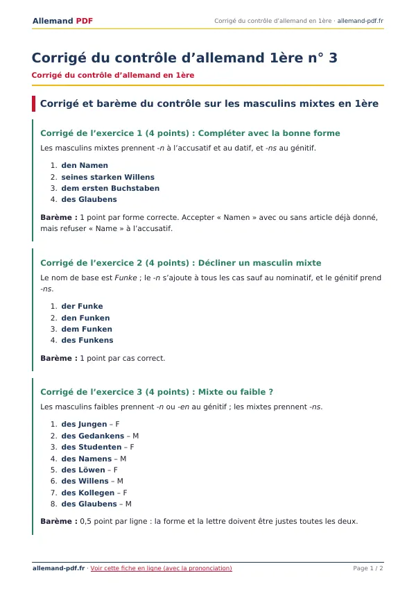Corrigé du contrôle « Corrigé du contrôle d’allemand 1ère n° 3 » en PDF