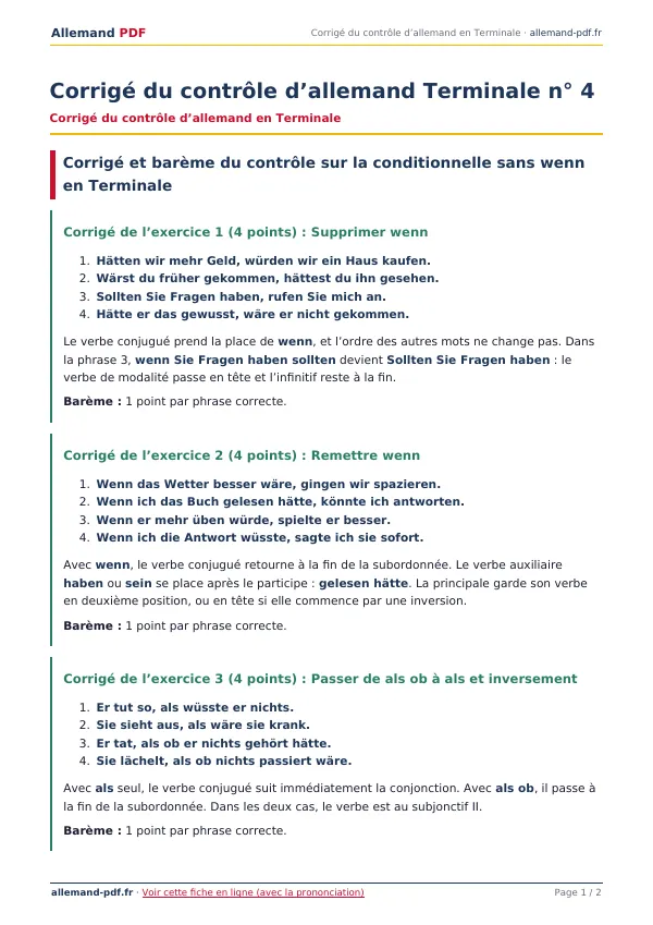 Corrigé du contrôle « Corrigé du contrôle d’allemand Terminale n° 4 » en PDF