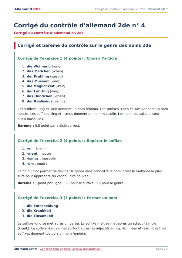 Corrigé du contrôle « Corrigé du contrôle d’allemand 2de n° 4 » en PDF