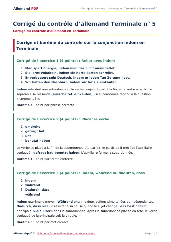 Corrigé du contrôle « Corrigé du contrôle d’allemand Terminale n° 5 » en PDF