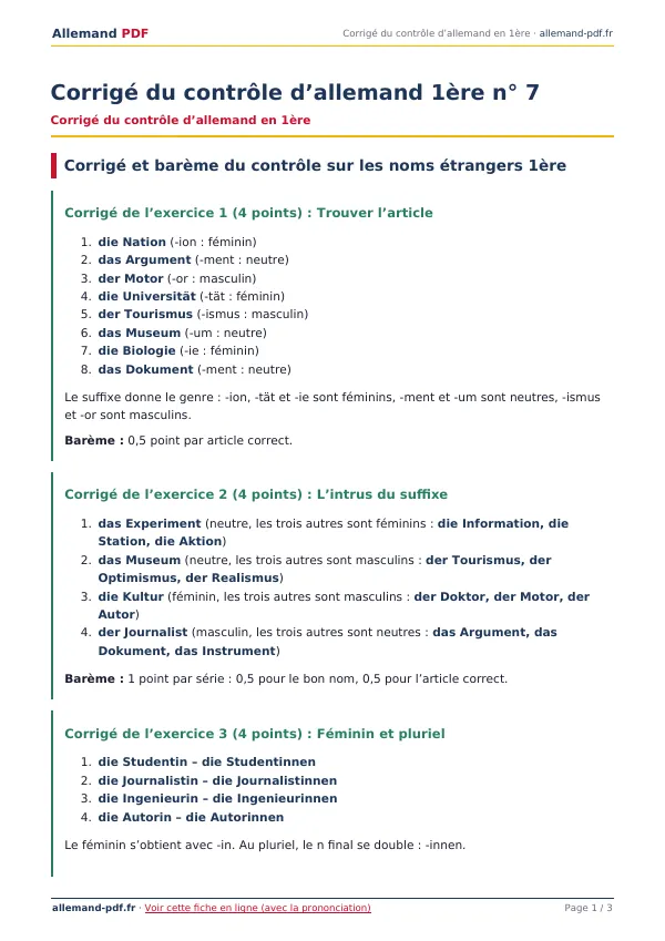 Corrigé du contrôle « Corrigé du contrôle d’allemand 1ère n° 7 » en PDF