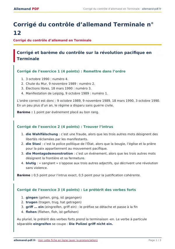 Corrigé du contrôle « Corrigé du contrôle d’allemand Terminale n° 12 » en PDF