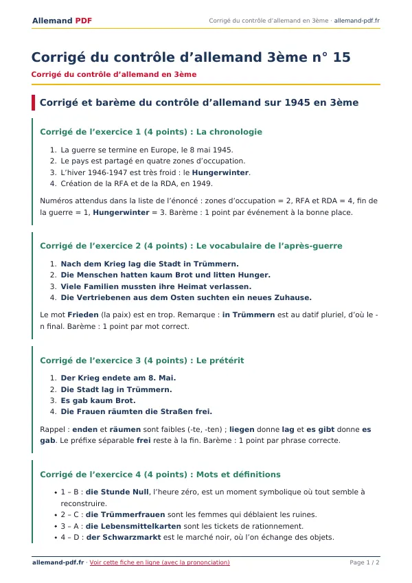 Corrigé du contrôle « Corrigé du contrôle d’allemand 3ème n° 15 » en PDF