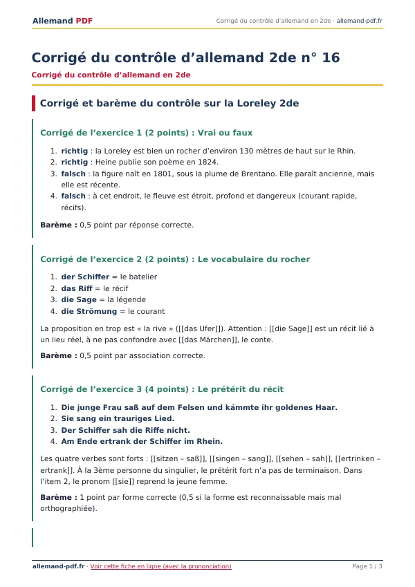 Corrigé du contrôle « Corrigé du contrôle d’allemand 2de n° 16 » en PDF