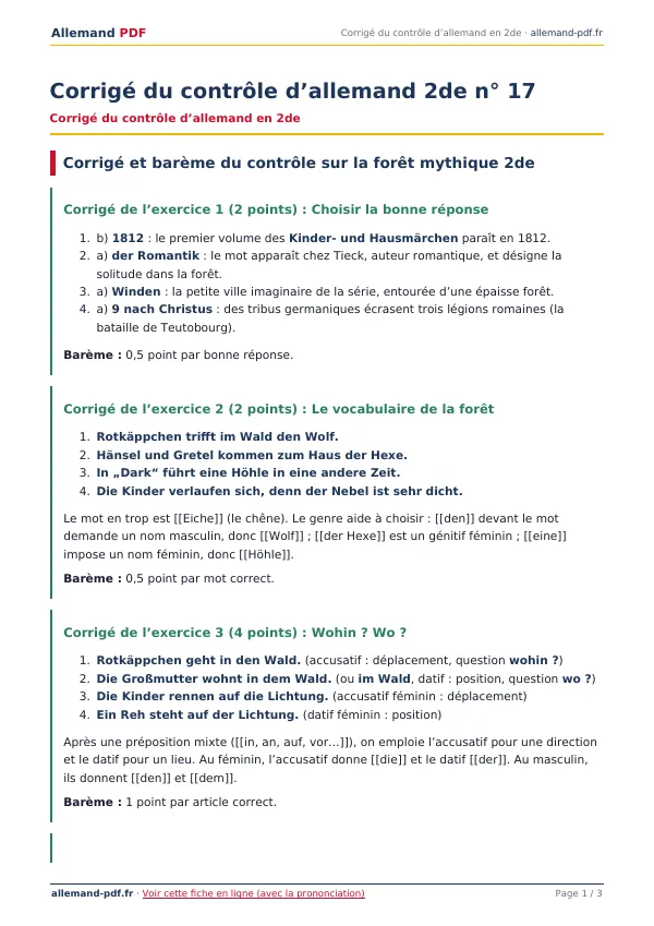 Corrigé du contrôle « Corrigé du contrôle d’allemand 2de n° 17 » en PDF