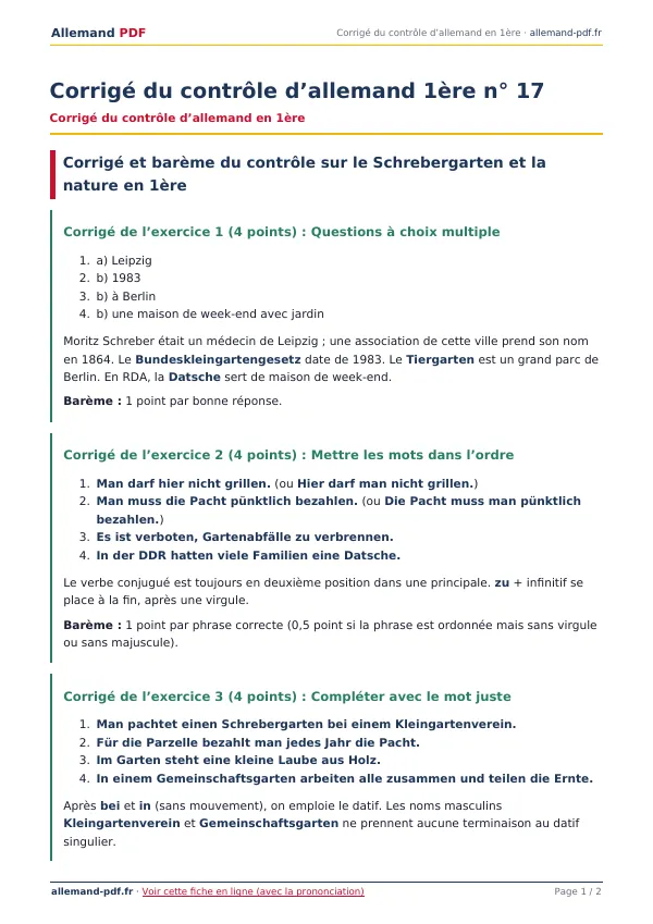 Corrigé du contrôle « Corrigé du contrôle d’allemand 1ère n° 17 » en PDF