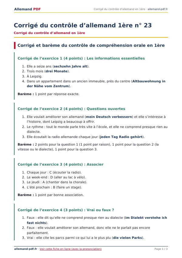 Corrigé du contrôle « Corrigé du contrôle d’allemand 1ère n° 23 » en PDF