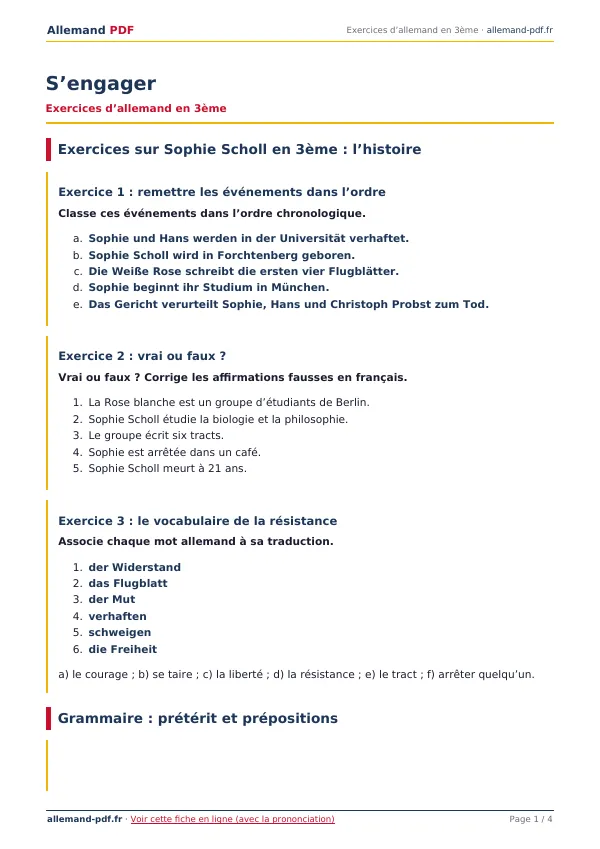 Exercices « S’engager » en PDF