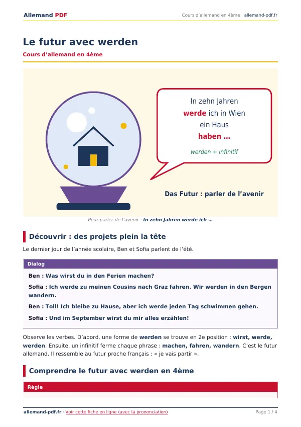 Cours « Le futur avec werden » en PDF