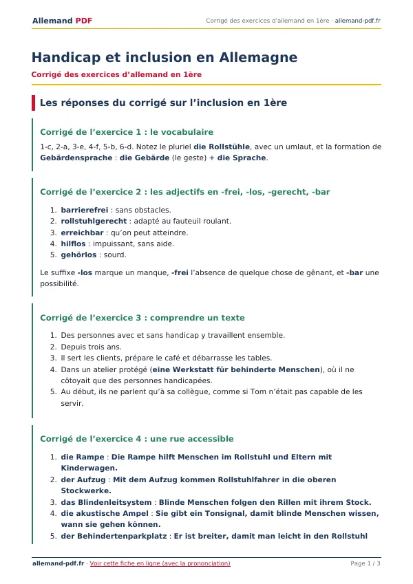Corrigé « Handicap et inclusion en Allemagne » en PDF