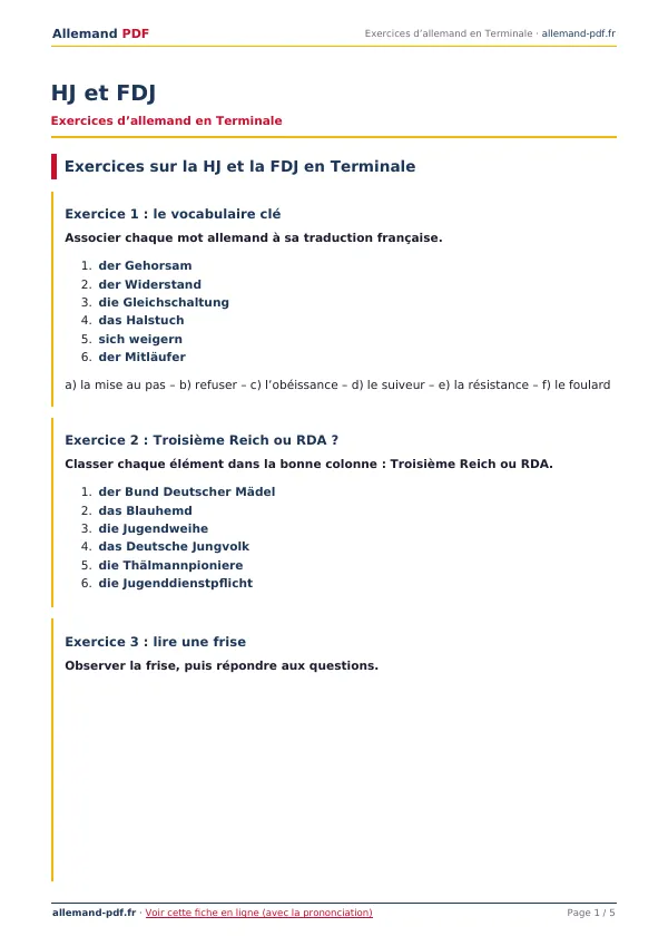 Exercices « HJ et FDJ » en PDF