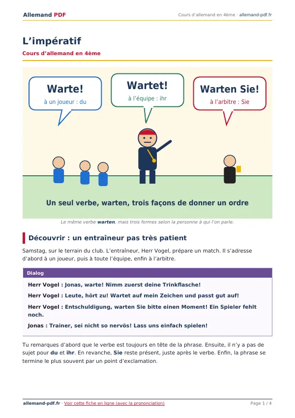 Cours « L’impératif » en PDF