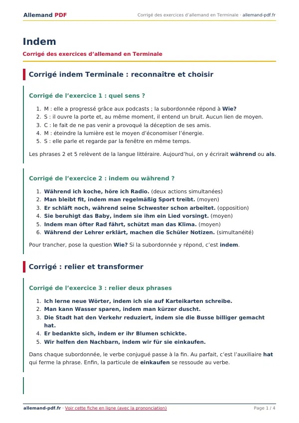 Corrigé « Indem » en PDF