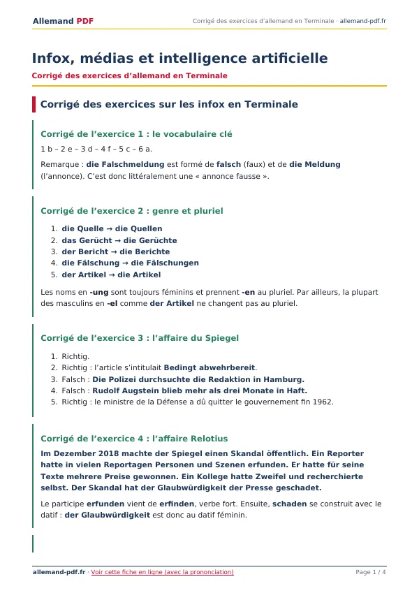 Corrigé « Infox, médias et intelligence artificielle » en PDF