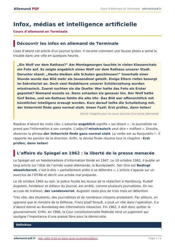 Cours « Infox, médias et intelligence artificielle » en PDF