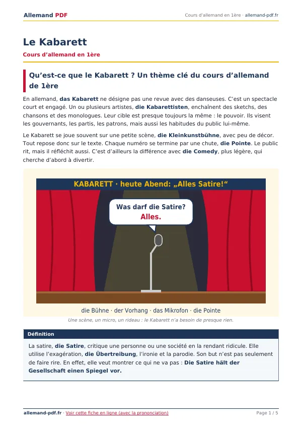 Cours « Le Kabarett » en PDF