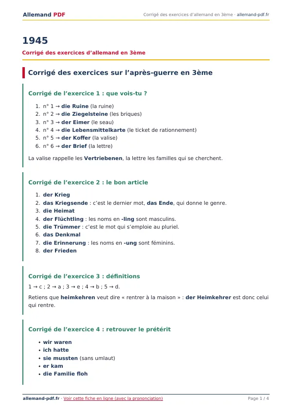Corrigé « 1945 » en PDF