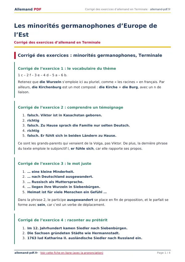 Corrigé « Les minorités germanophones d’Europe de l’Est » en PDF